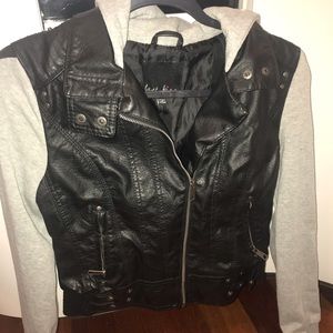 Sweater leather jacket